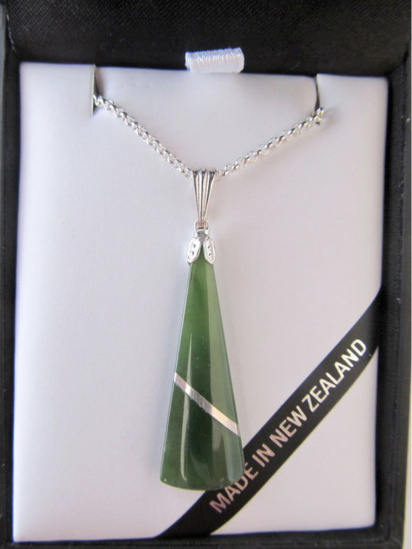 Greenstone Silver Thread Necklace